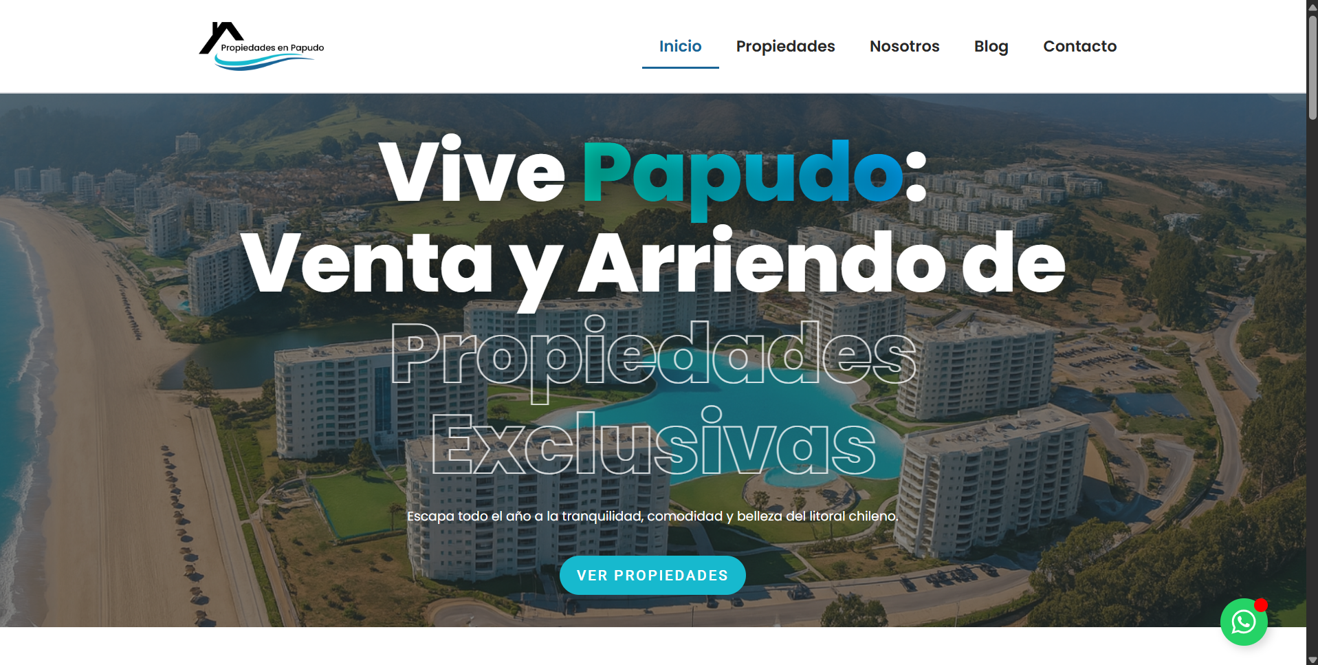Diseño web para Propiedades en Papudo, inmobiliaria en Papudo, Chile